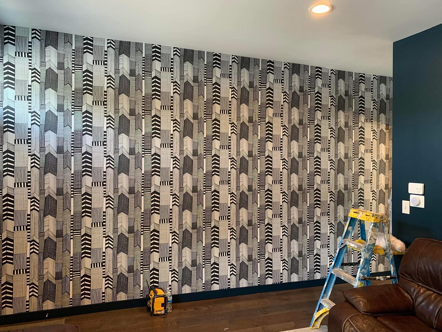 Accent wall wallpaper installation